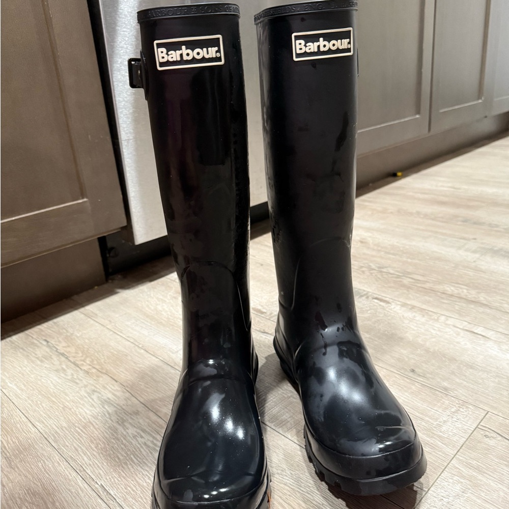 Barbour Glossy Black Tall Boots